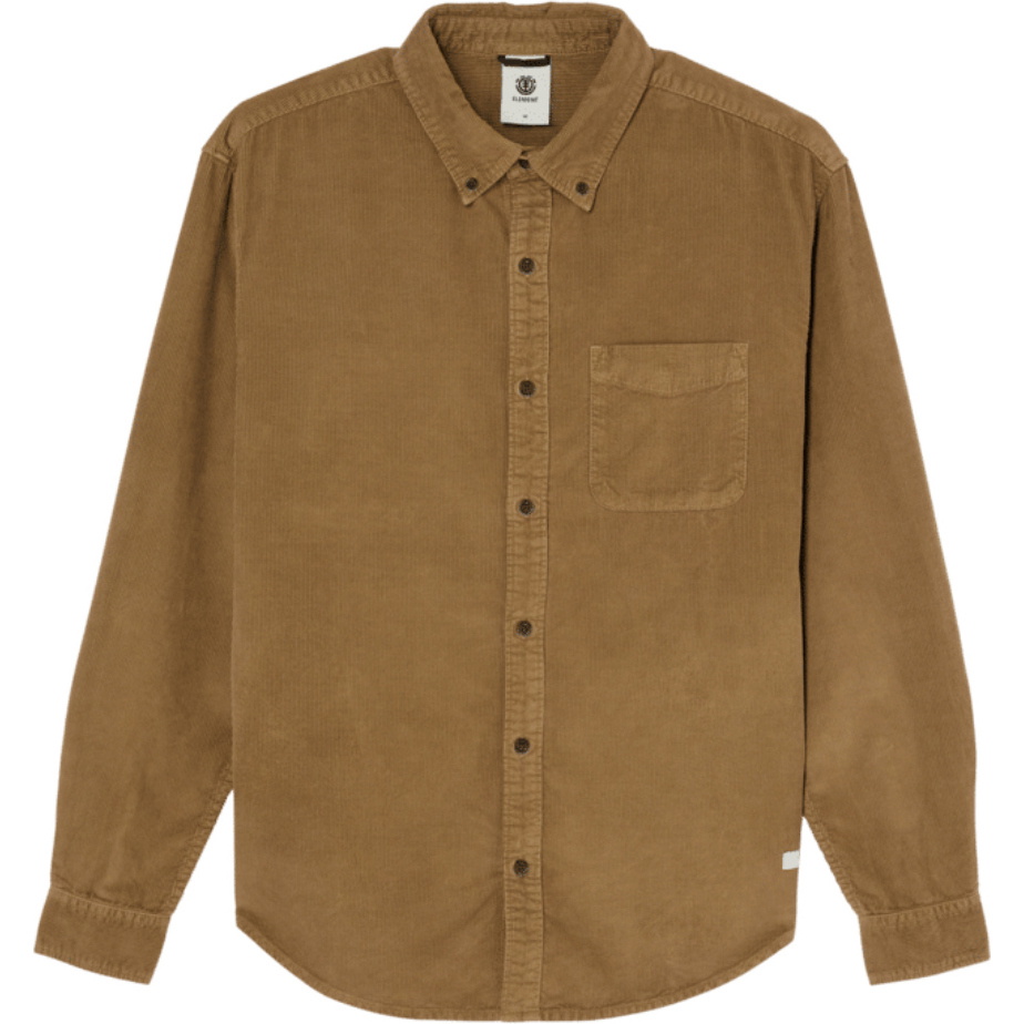 2026 Element Mens Button Down Regular Corduroy Shirt ELYWT00187 - Sepia